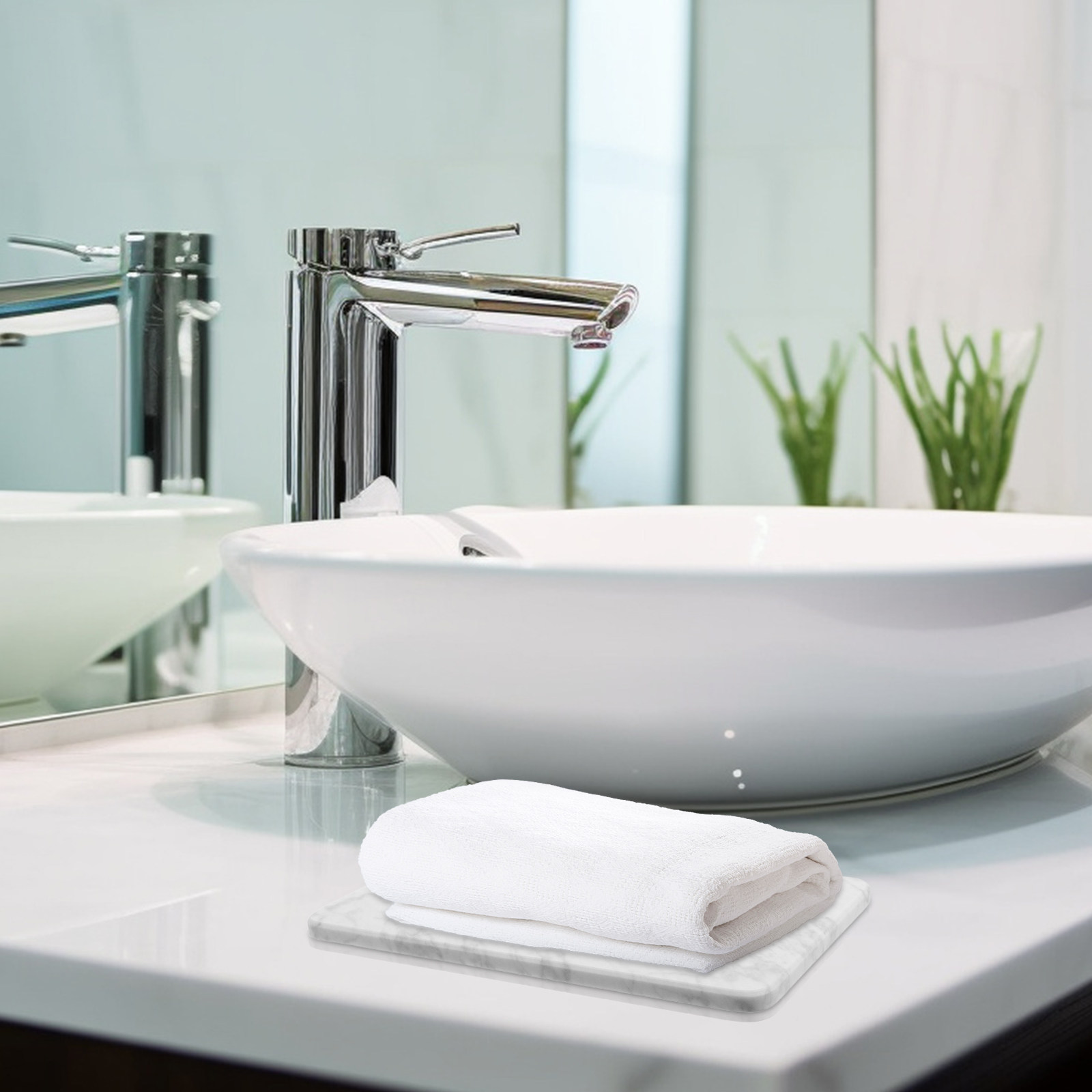 Luxury Skincare & Spa Photos - Natural White Marble Round Tray for