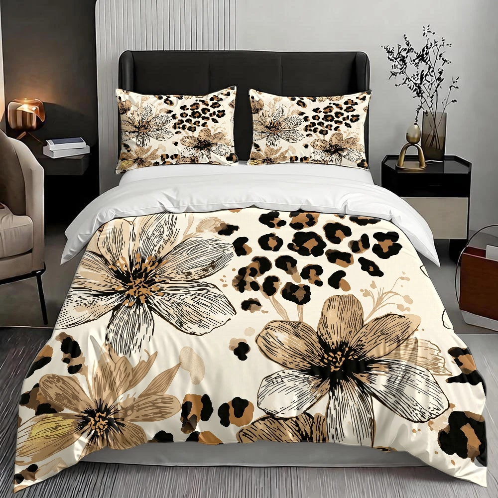 3Pc Leopard Print Floral Duvet - Luxury Skincare Design ulasan dan harga